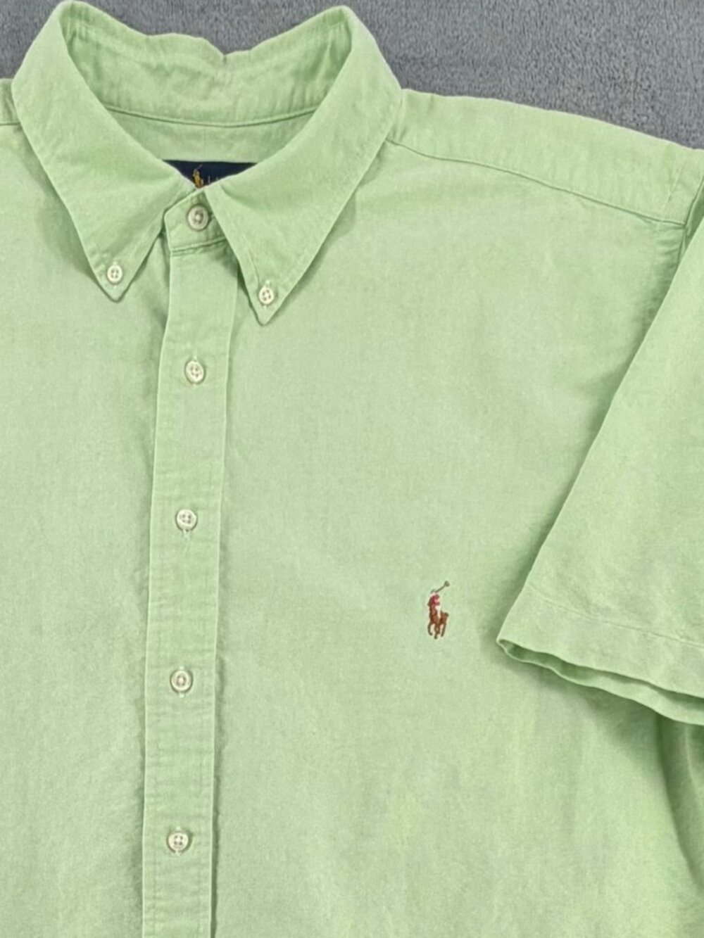 Polo Ralph Lauren 2XLT Tall Light Green Short Sleeve Oxford Button Down Shirt